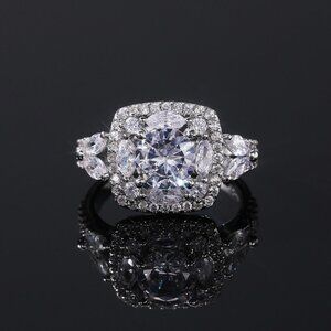 ▶SHINY ROUND CZ SQUARE 925 STERLING SILVER LUXURY WEDDING RINGS FOR WOMEN, L053